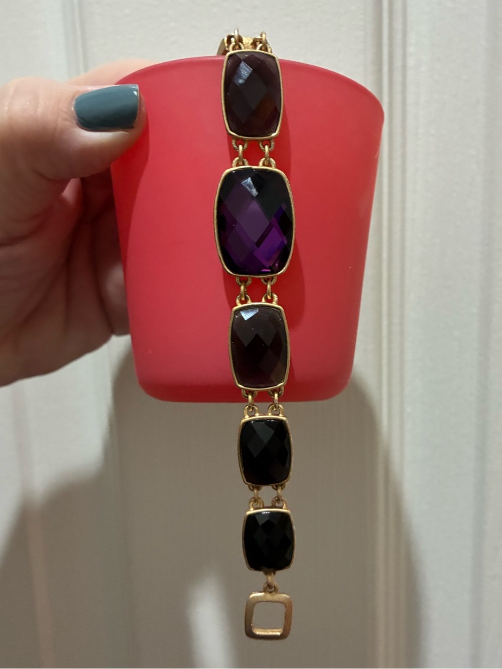 Liz Claiborne Gold-Tone Bracelet with Faceted Purple Stones